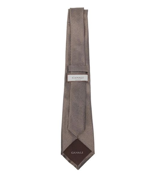 Canali White Textured Silk Tie for men