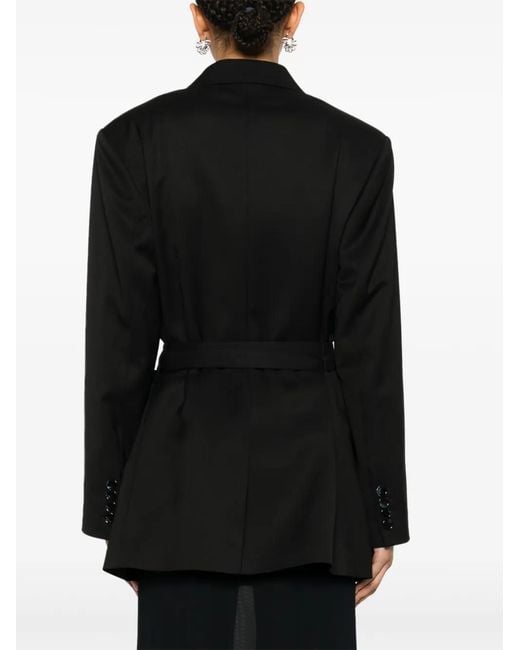 Acne Black Double-Breasted Herringbone Blazer