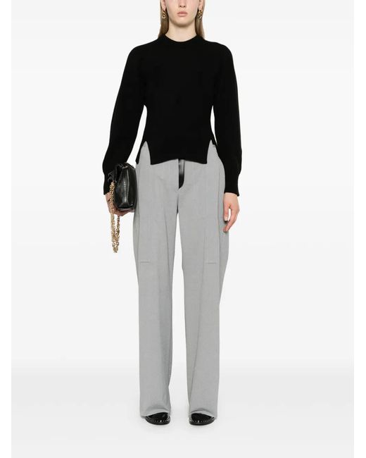 Alexander McQueen Black Corset-Style Ribbed Jumper