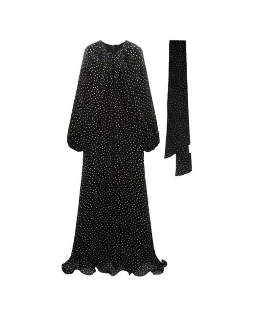Dorothee Schumacher Black Dancing Dots Long-Sleeve Maxi Dress