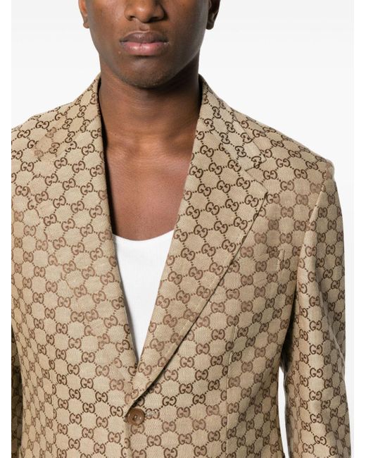 Veste Elegante En Toile En Melange De Lin GG Gucci pour homme en coloris Marron Lyst