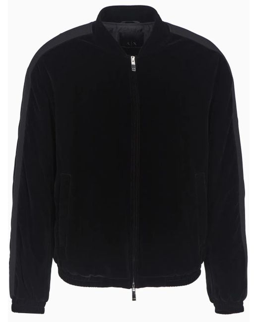 メンズ ARMANI EXCHANGE ベロア ボンバージャケット Black