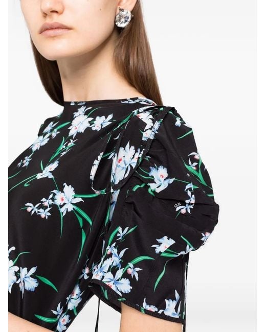N°21 Black Floral-Print Draped Dress