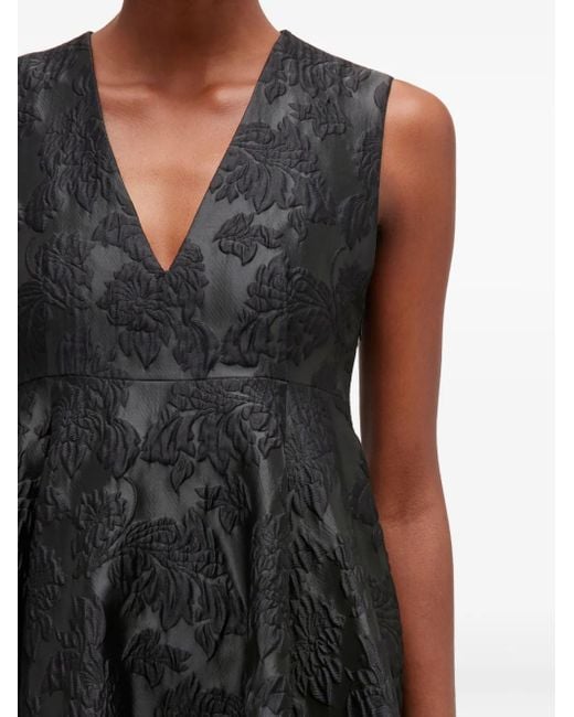 Vestido midi con motivo floral y lazo Ganni de color Black