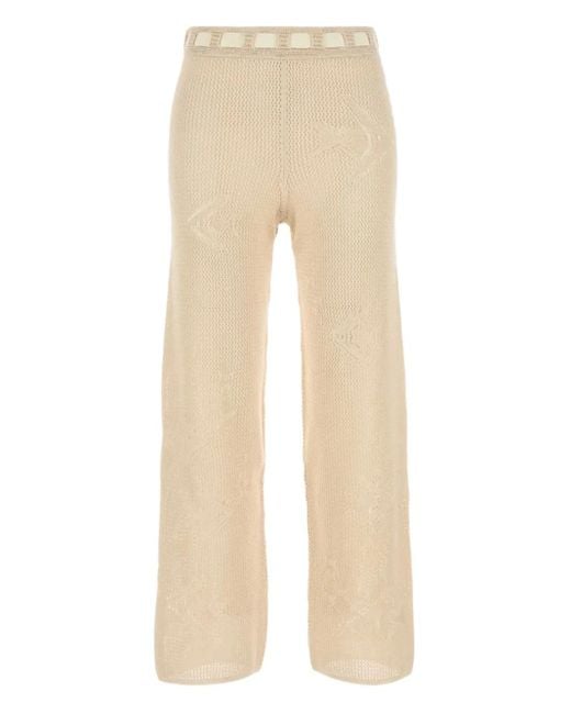 Bode Natural Crochet-Detail Trousers