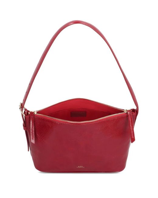 A.P.C. Red Top-Handle Zip Shoulder Bag