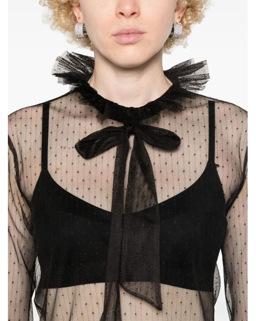 Philosophy Di Lorenzo Serafini Gray Point D'Esprit Tulle Blouse