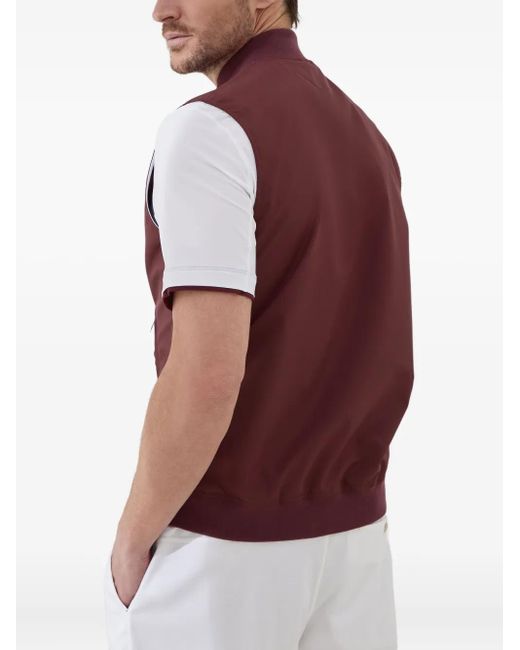 Brunello Cucinelli Red Zip-Front Logo Vest for men