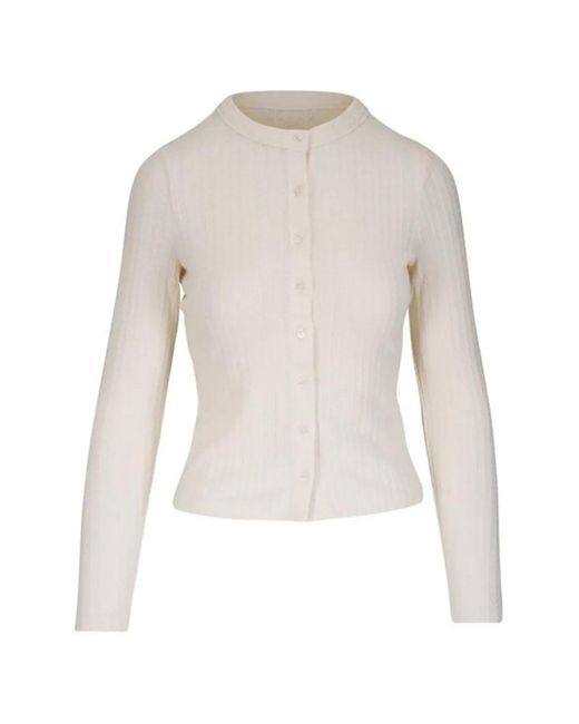 Veronica Beard White Cable-Knit Round-Neck Cardigan