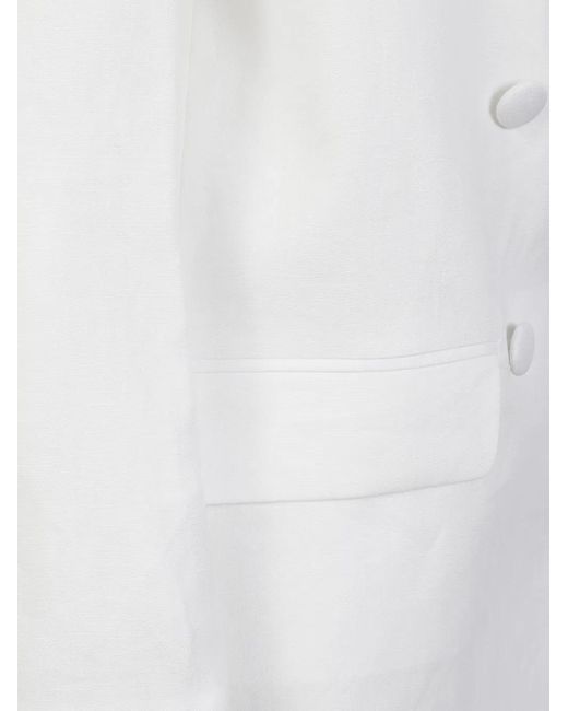 ACTUALEE White Double-Breasted Linen Jacket