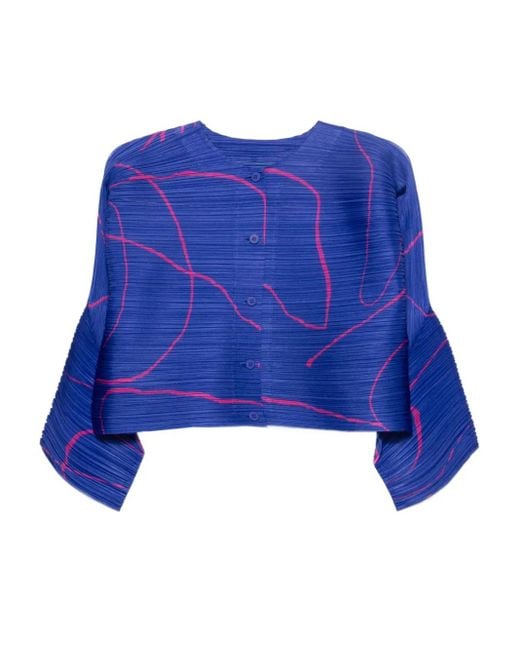 Top Con Motivo Astratto di Pleats Please Issey Miyake in Blue