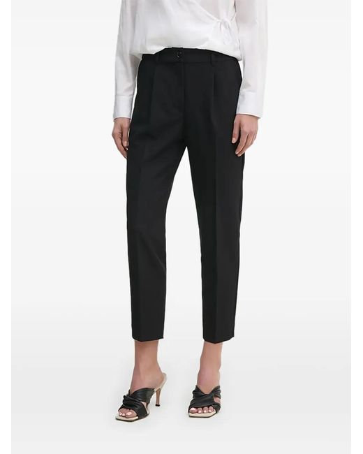Sisley Black Pantalon À Design Plissé