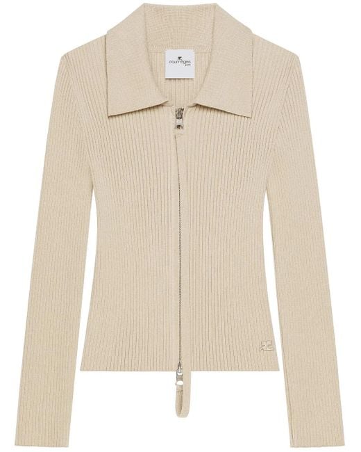 Courreges Natural Zip-Up Cardigan