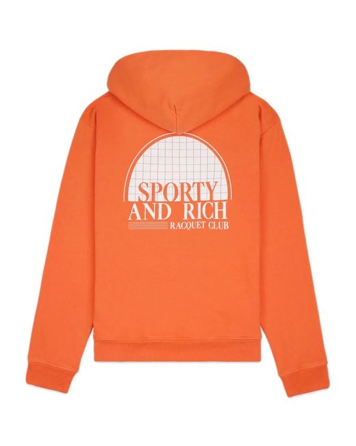 Sporty & Rich Orange Hoodie Racquet Club En Coton