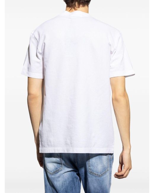 DSquared² White Logo-appliquéd Cotton T-shirt for men