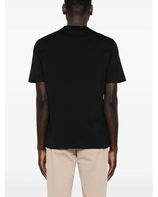 Brunello Cucinelli Black Cotton Jersey Crew Neck T-Shirt With Logo for men
