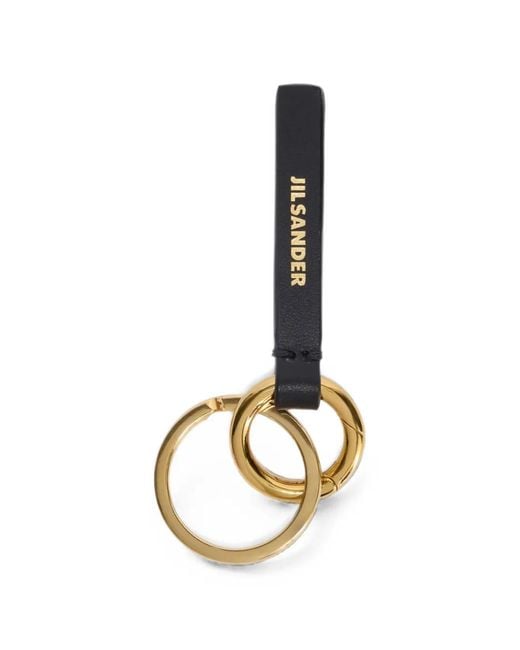 Jil Sander Metallic Logo-Embossed Leather Keyring