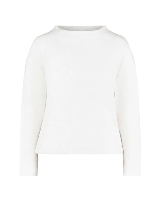 BETTY&CO White Textured Boat-Neck Long-Sleeve Top