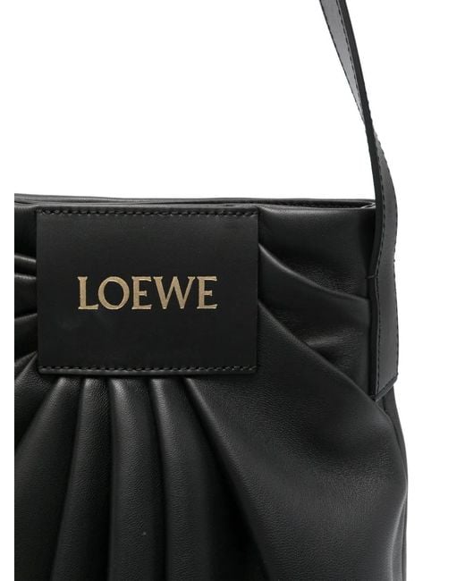 Loewe Draped Logo-Patch Shoulder Bag in het Black