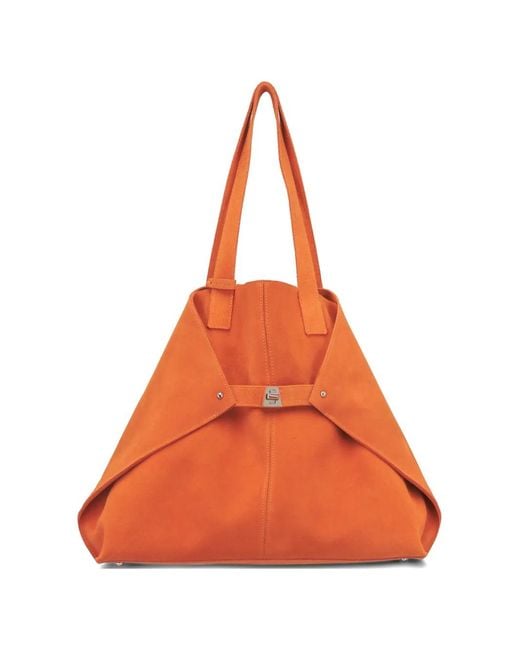 Akris Orange Medium Ai Suede Shoulder Bag