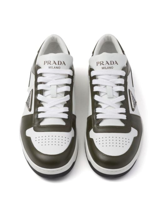 Prada Downtown Leren Sneakers in het White voor heren