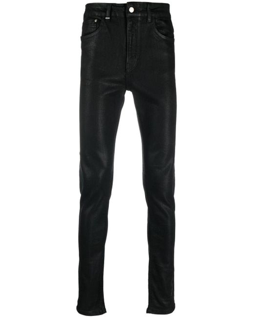 FLANEUR HOMME Black Essential Wax-coated Skinny Jeans for men