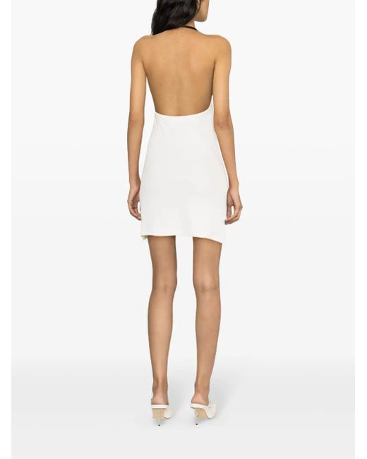 Courreges White Stretch Cotton Fitted Mini Dress