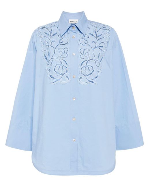P.A.R.O.S.H. Blue Emboidered Cotton Shirt