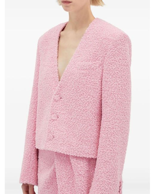 MSGM Pink Textured-Knit Jacket