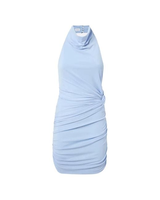ANDAMANE Blue Stella Halterneck Ruched Mini Dress