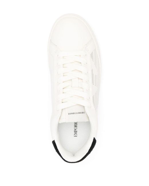 Emporio Armani Asv Eagle-ebemllished Sneakers White