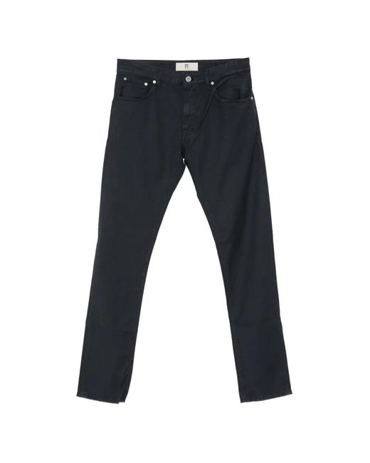 PT Torino Blue Logo-Patch Five-Pocket Trousers for men