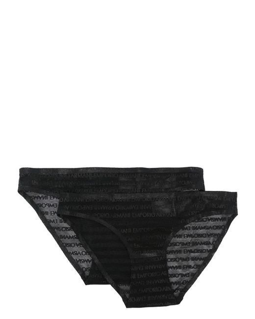Emporio Armani Black Logo-Jacquard Briefs (Set Of Two)