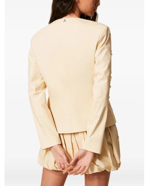 Twinset Natural Poplin Blazer With Embroidery