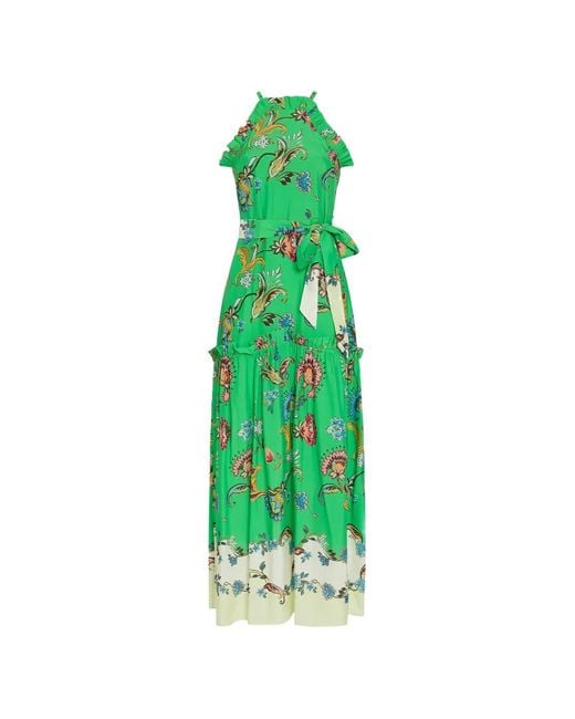 Marie Oliver Green Keenan Ruffled Floral Print Dress