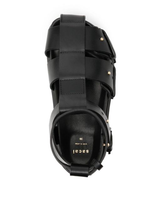 Sacai Black Platform Leather Sandals