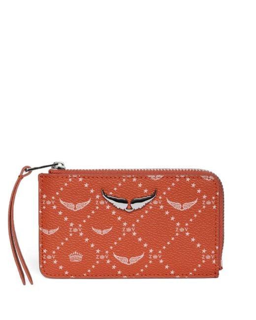 Zadig & Voltaire Red Porte-Carte À Monogramme Zv