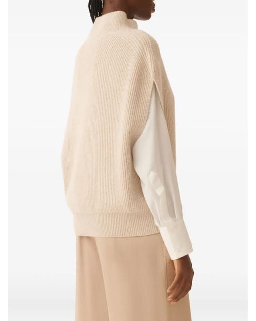 Fabiana Filippi Natural High-Neck Ribbed-Knit Vest