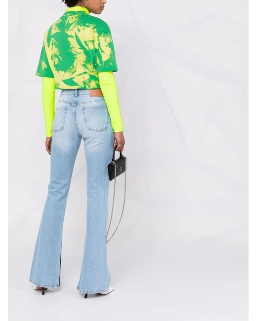 Philipp Plein Blue High-Waisted Flared Jeans