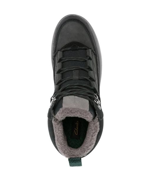 Clarks Black Logo-Debossed Ankle Boots for men