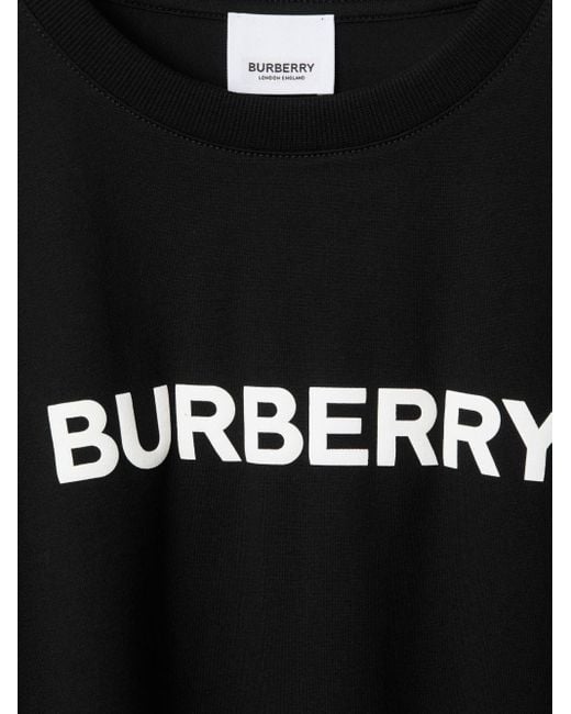 T-shirt en coton à logo imprimé Burberry pour homme en coloris Black