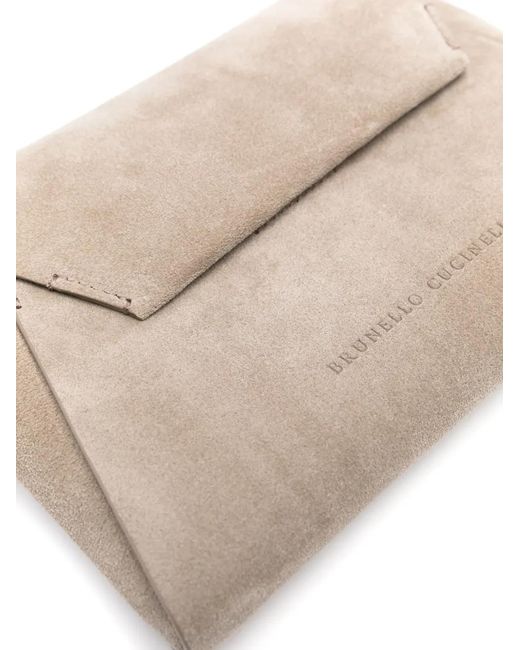 Brunello Cucinelli Gray Calfskin Clutch Bag
