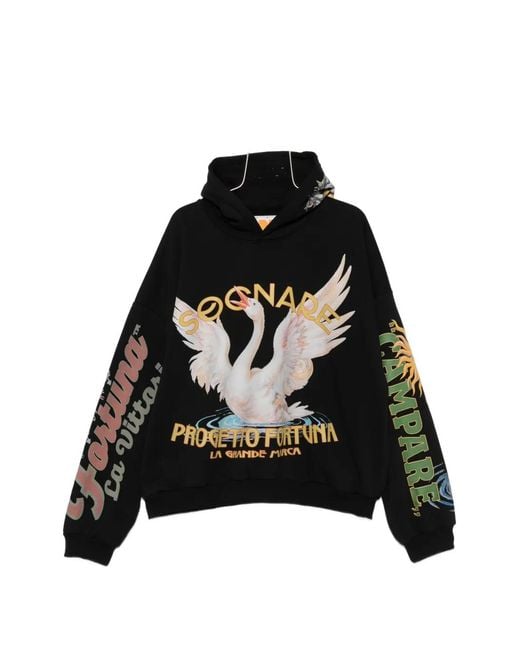 PDF Black Graphic-Print Hoodie for men