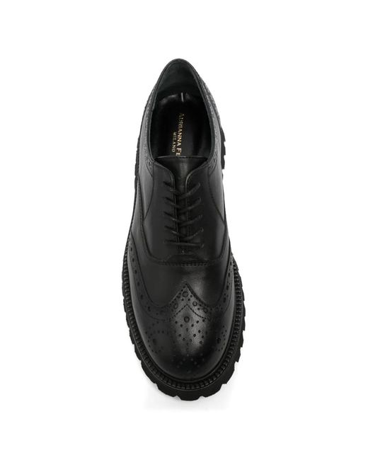 ADRIANNA FERETTI Black Brogue Tread-Sole Oxford Shoes