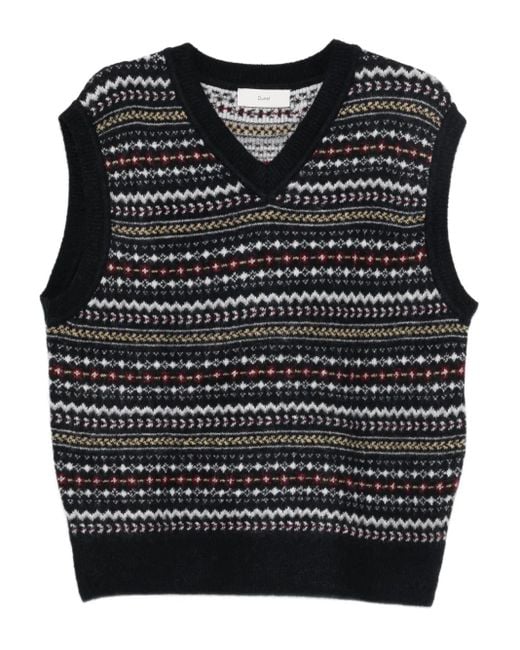DUNST Trui Met V-Hals En Fairisle-Patroon in het Black voor heren