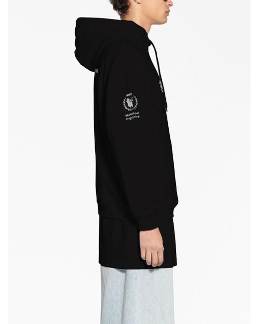 Balenciaga Black Wfp-print Cotton Hoodie for men
