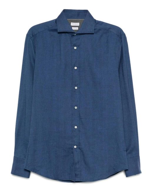 メンズ Brunello Cucinelli ボタン シャツ Blue