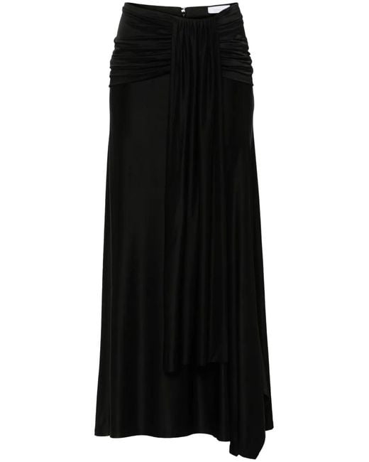Rabanne Black Drape-Detail Maxi Skirt