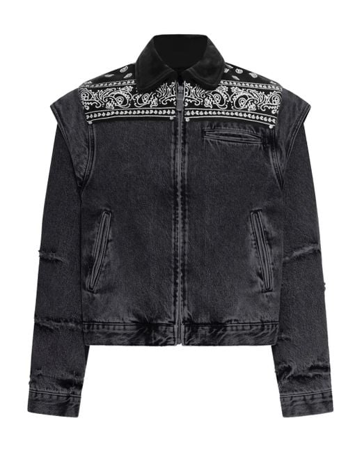 PDF Black Bandana Denim Jacket for men