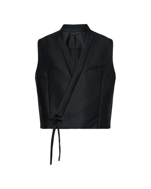 KENZO Black Tie-Waist Gilet for men